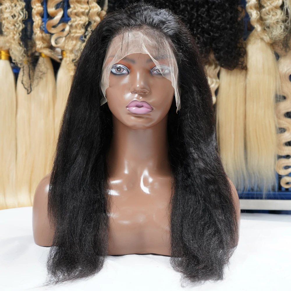 Human Hair Wigs Pre Plucked With Baby Hair,Brazilian Remy Yaki Lace Frontal Wigs Wigs,Kinky Straight Frontal Wig 13x4 Lace Front