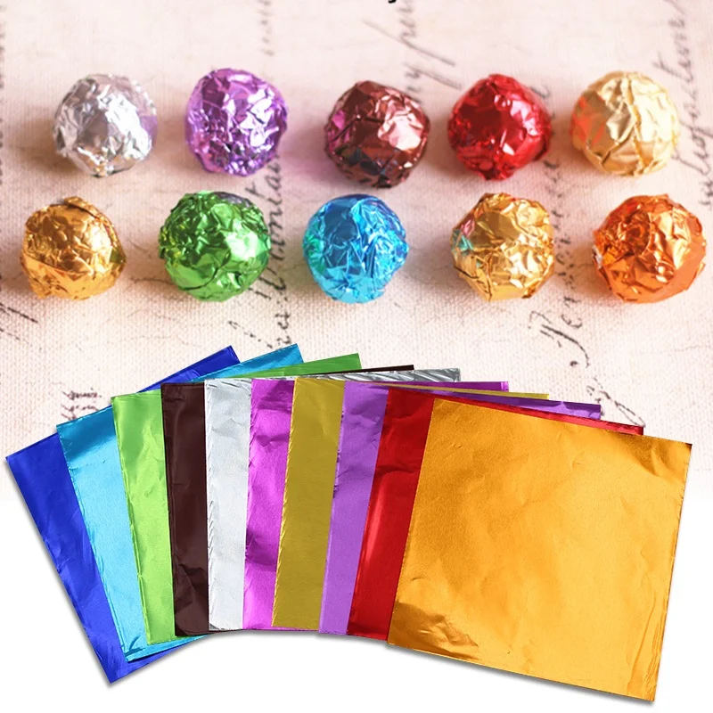 Cheap Wholesale Custom Disposable Food Grade Chocolate Aluminium Foil Wrapping Paper 100pcs pack Colored Foil For Chocolate Eggs
