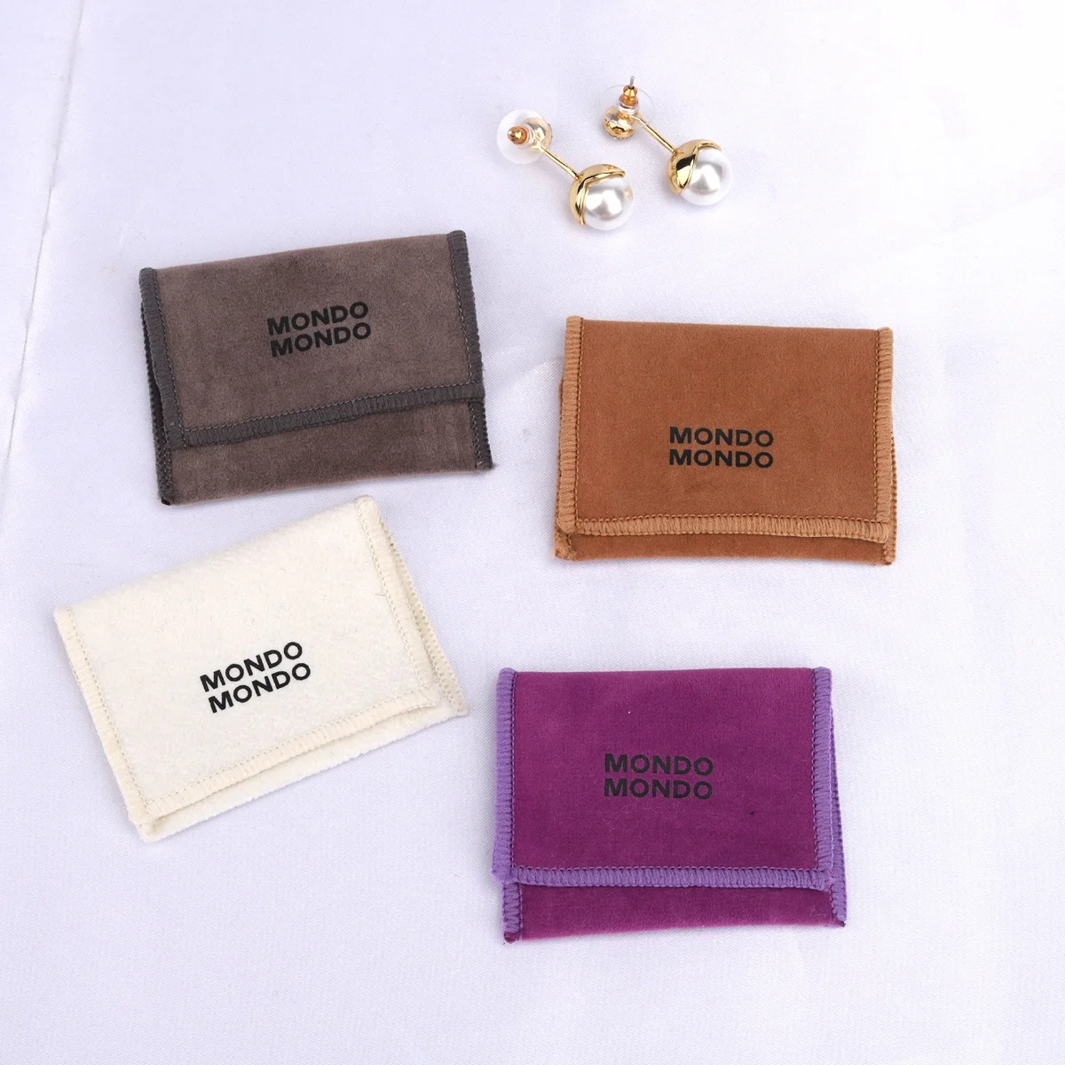 High End Jewelry Pouch Envelope Packaging Ring Earring Storage Velvet Bag With Custom Logo