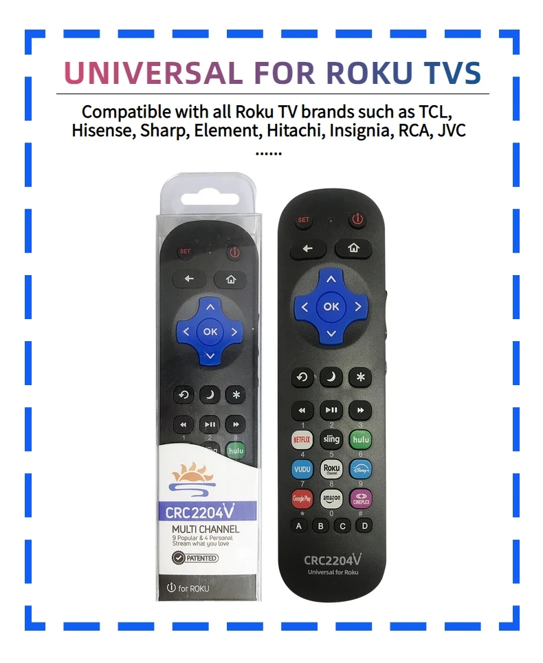 Crc2204v Universal Remote Control For Roku Tvs Fit For All Brand Works