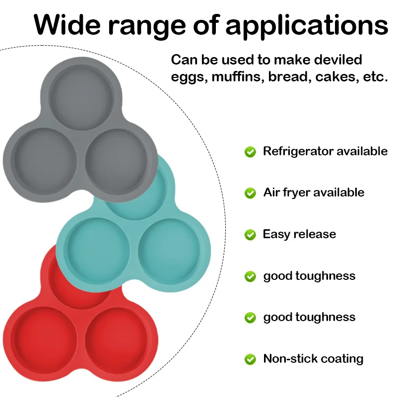 4 Inch High-Temperature Resistant Silicone Cake Molds 3 Grid Round Shapes DIY Pizza Baking Pan Tools details