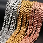 Gold Plated Hip-hop Stainless Steel 18K Gold Plated 3mm Rope Chain