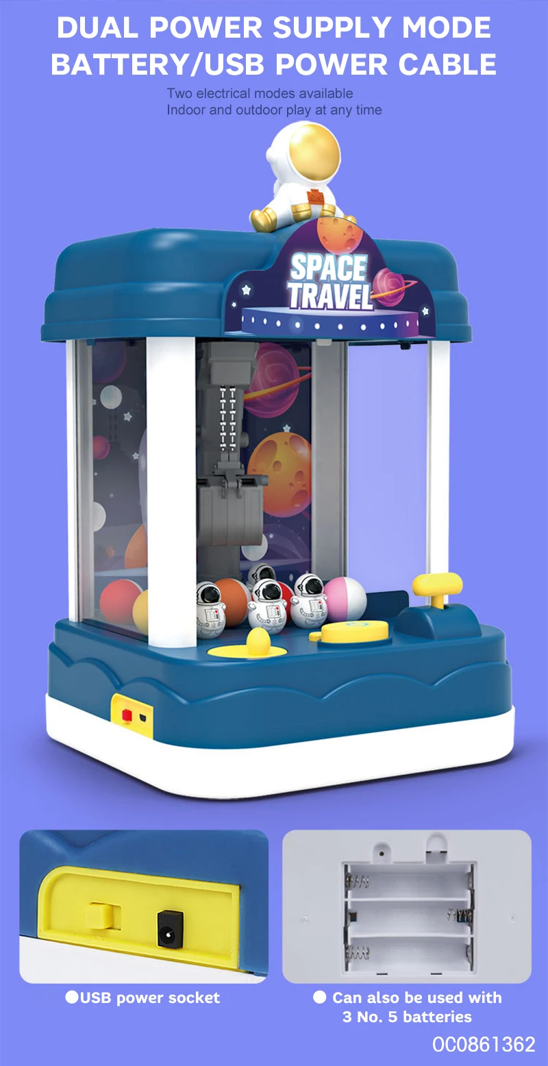 Space theme kids indoor games electronics mini grabbing doll machine toy for sale
