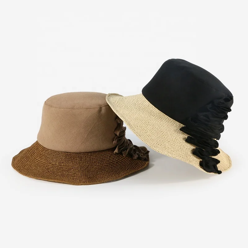 Dongkuan Women Straw Bucket Hats 