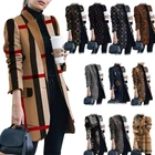 Fall/winter New Style Printed Stand Collar Woolen Women Coat Elegant Ladies Coats And Jacket Fashion Long Coat For Woman