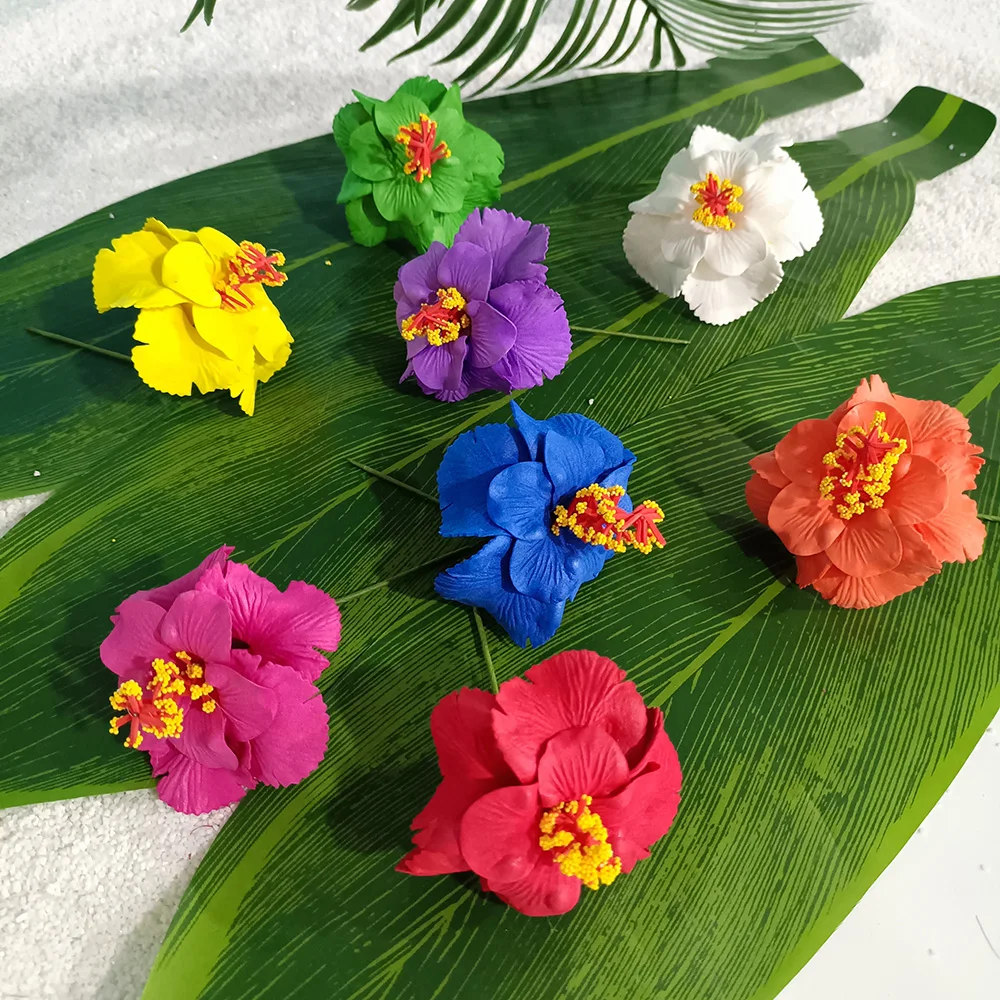 NEW Layer Hibiscus Eva Foam Tiare Hair Pick Hawaiian Flowers Ear Pick for Hula Girl Dance Party Daily Floral Garland