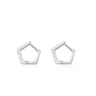 Hoop Earrings Minimalist Design 925 Sterling Silver Geometric Pentagon White Gold Twist Hoop Women Earrings