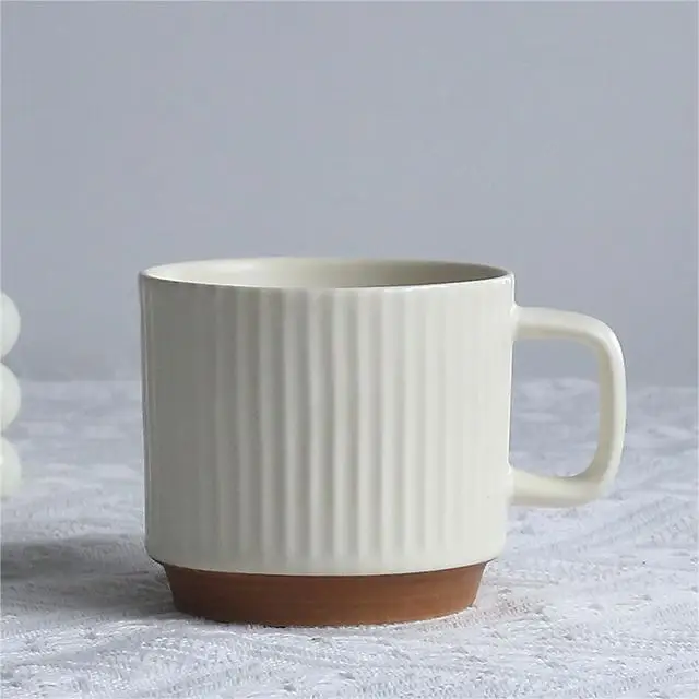 wholesale 2024 ins 260ml simple striped ceramic mug with gift coffee cup campaign promotional mug