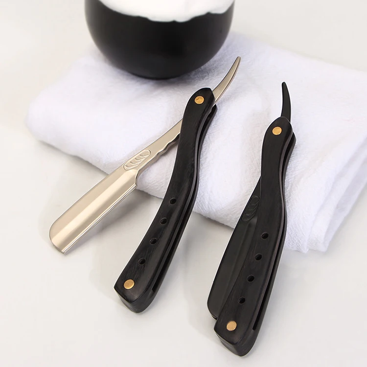 Factory Price Professional Barber Shaving Razors Single Blade Throat Beard Cutting Folding Knife Straight Shaver Blade For Men