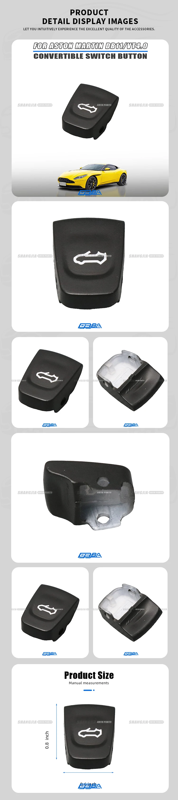 Accessories Plastic Convertible Car Switch Button For Aston Martin DB11 Vantage DBS 2016 2024 OE KY53-15691-AB Cabriolet Switch factory