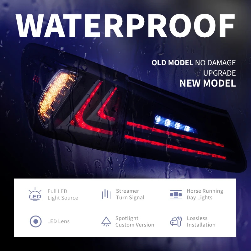 product upgrade full led through taillights taillamp for lexus is is250 is350 tail lights tail light with middle light 2006 2012-7