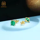 Yellow Earrings New Arrival Custom 9K Real Yellow Gold Jewelry Sets Emerald Stud Earrings