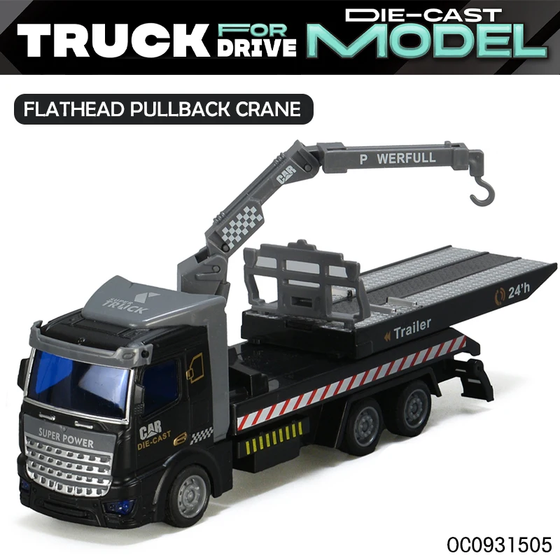6pcs miniature 3d metal model kits car toys crane transport truck pull back