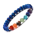 Agate Bestone Healing 7 Chakras Multicolour Beads 8MM Plating Geode Agate Stone Beads Bracelet