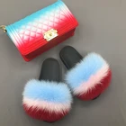 Purse Summer New 2 Piece Pvc Jelly Handbags Matching Slippers Candy Jelly Purse Handbag And Fur Slipper