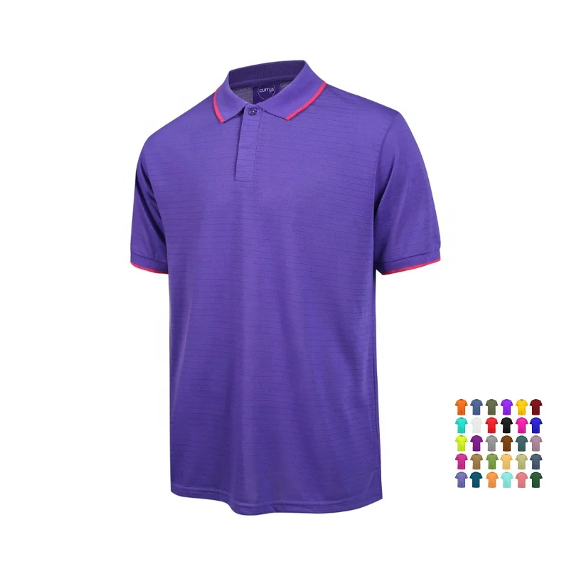 Top Fortune breathable printed logo 100 polyester men's custom polo shirt