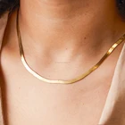 Gold Chain 316L Stainless Steel 14K Gold Plated Herringbone Snake Chain Choker Necklace For Mother's Day