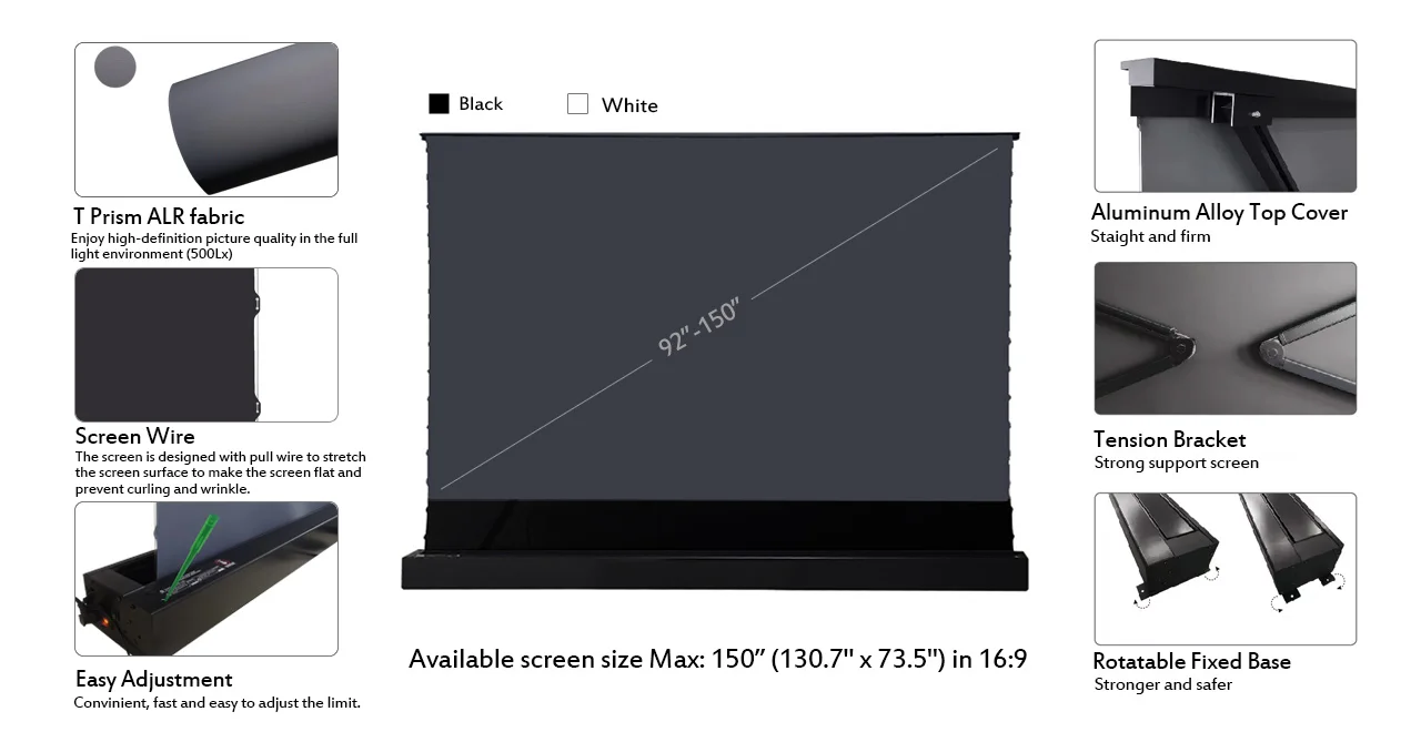 Screen Pro 100 Inch Electric Tension Floor Screen For Ust Alr Laser