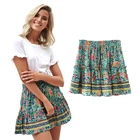 Skirt Skirts High Waist Ruffled Floral Printing Skirt Beach Boho Mini Women Skirts 2021