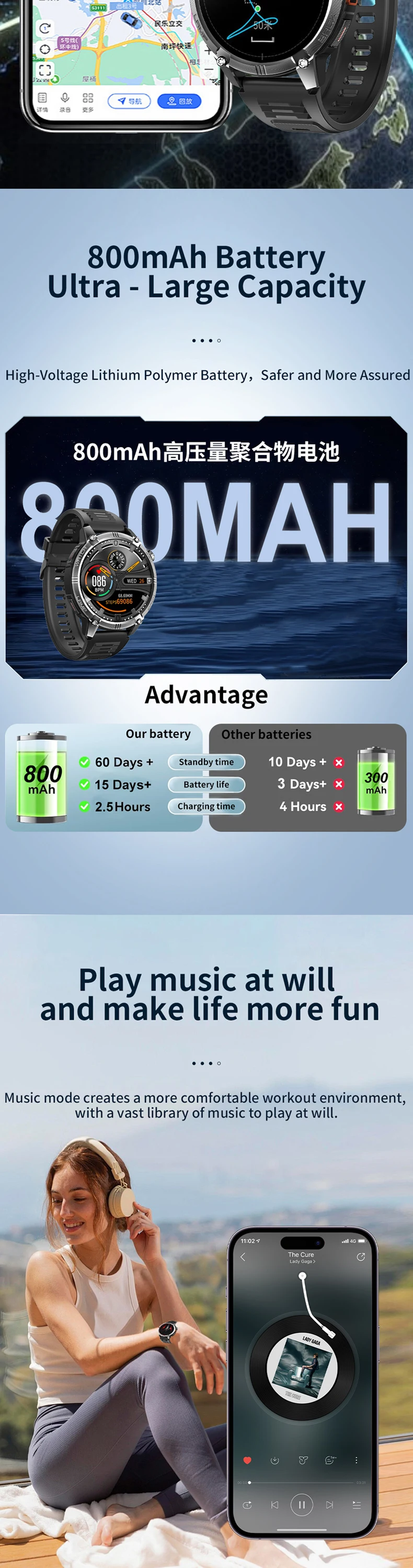 product outdoor sports g304 smart watch for men with 800mah battery compass altitude barometric 3atm waterproof gps smartwatch 2025 new-4