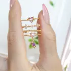 Bear Rings 18K Gold Cute Young Girl Bear Hug Rings Size 7 Women Zircon Copper Rings