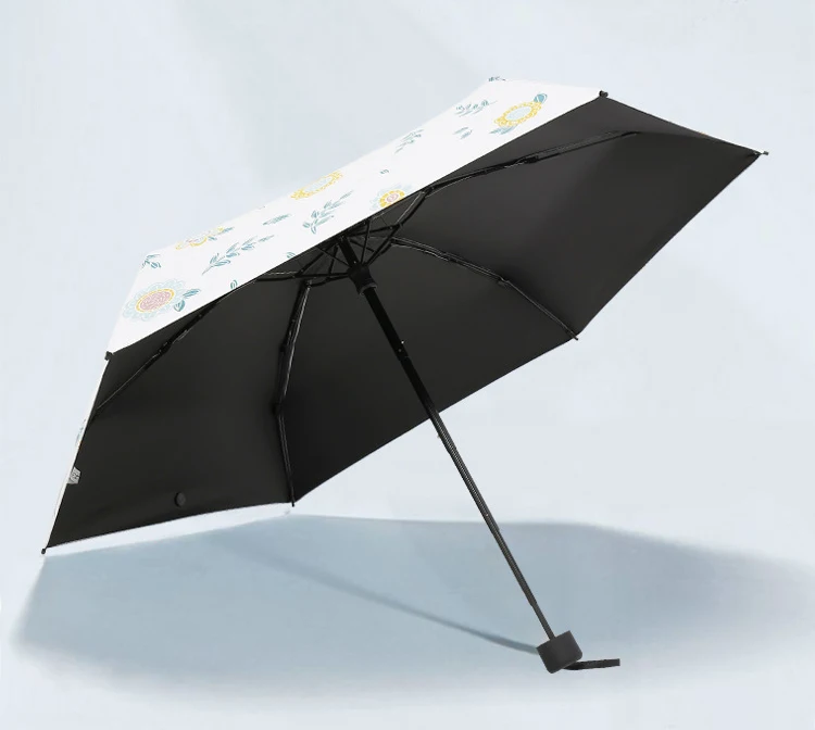 DD1296   Men Women UV Protection Windproof Umbrellas Stick Rainy Sun Printing Sunscreen Vinyl Parasol 5-Folding Umbrella