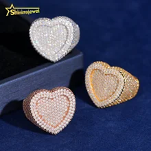 Pass Diamond Tester Heart Shape Hip Hop Rapper VVS Moissanite Fine Jewelry Diamond Iced Out Jewelry 925 Silver Ring for Men