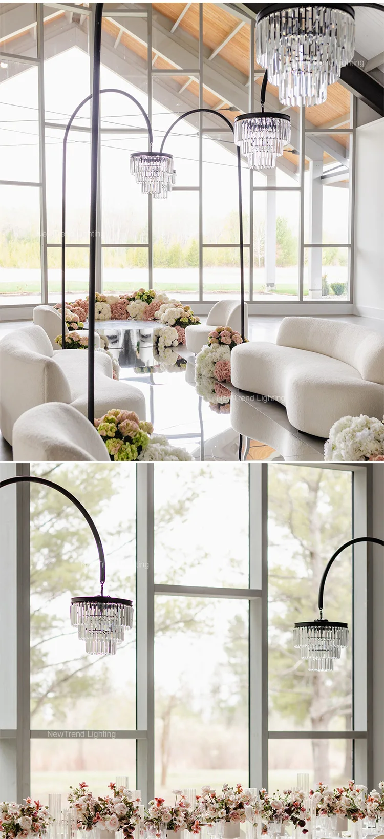 lc0826 new product wedding decoration acrylic crystal road lighting chandelier stand for wedding props floor lamp -3