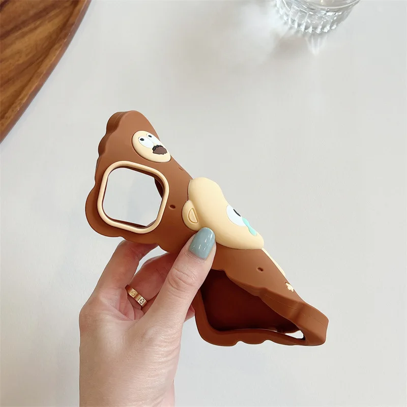 Pinch Decompression Biscuit Cookie Bear Wholesale Mobile Cover Cartoon Silicone Phone Case for Apple iPhone 15 14 13 12 pro max