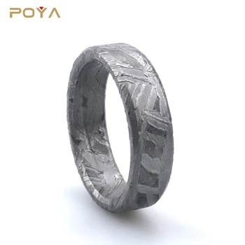 Unique Rough Jewellery 6mm Beveled Real Natural Meteorite Ring For Wedding