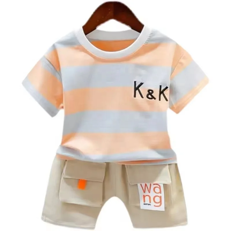 Boy Shorts Sets Hawaiian Outfit Kid Leaves Floral Short Sleeve Shirt Top+shorts Suits