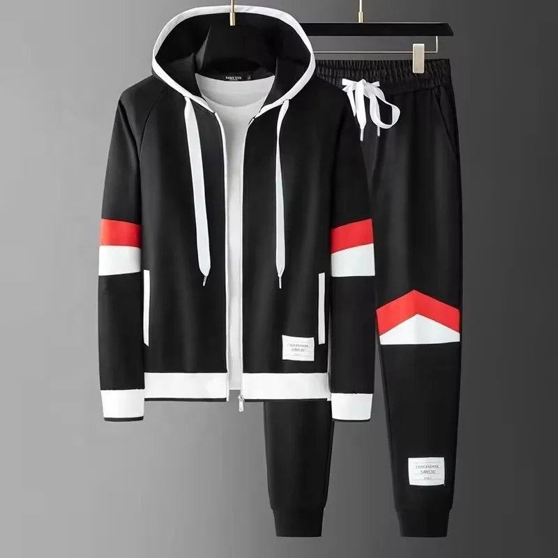 Men's Tracksuits Set Full Zip Jacket Hoodie Sweatsuit Running Sport Pants Outfits for Men with Zipper Pockets