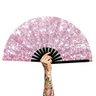 Fan For Custom Printed Large Kongfu Nylon Folding Hand Fan For Night Party Club