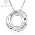 Ring High Quality Stainless Steel Big Ring Circle Personalized Birthstones Multi-layer Engraved Name Necklaces