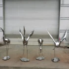 Art Modern Art Abstract Mirror Polished Stainless Steel Flying Crane Sculpture Bird Sculpture For Garden Decor