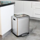 Can Recycling Factory Price Trash Can Metal Recycling Trash Can Outdoor 2x15L Rectangle Pedal Bin