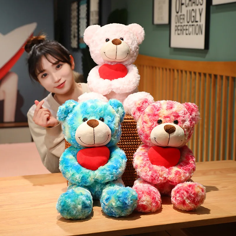 2024 New Cute and Sweet Plush Toy Doll Valentine's Day Gift for Girlfriend's Birthday Gift Teddy Bear with Love on the Chest
