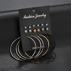 Wholesale Hoop Earrings LUOXIN Wholesale Popular Women Diamond Pearl Stud Large Hoop Earrings Set