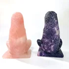 Wholesale Natural Crystal Rose Quartz Lepidolite Art Goddess Statue Pachamama Mother Of The Earth
