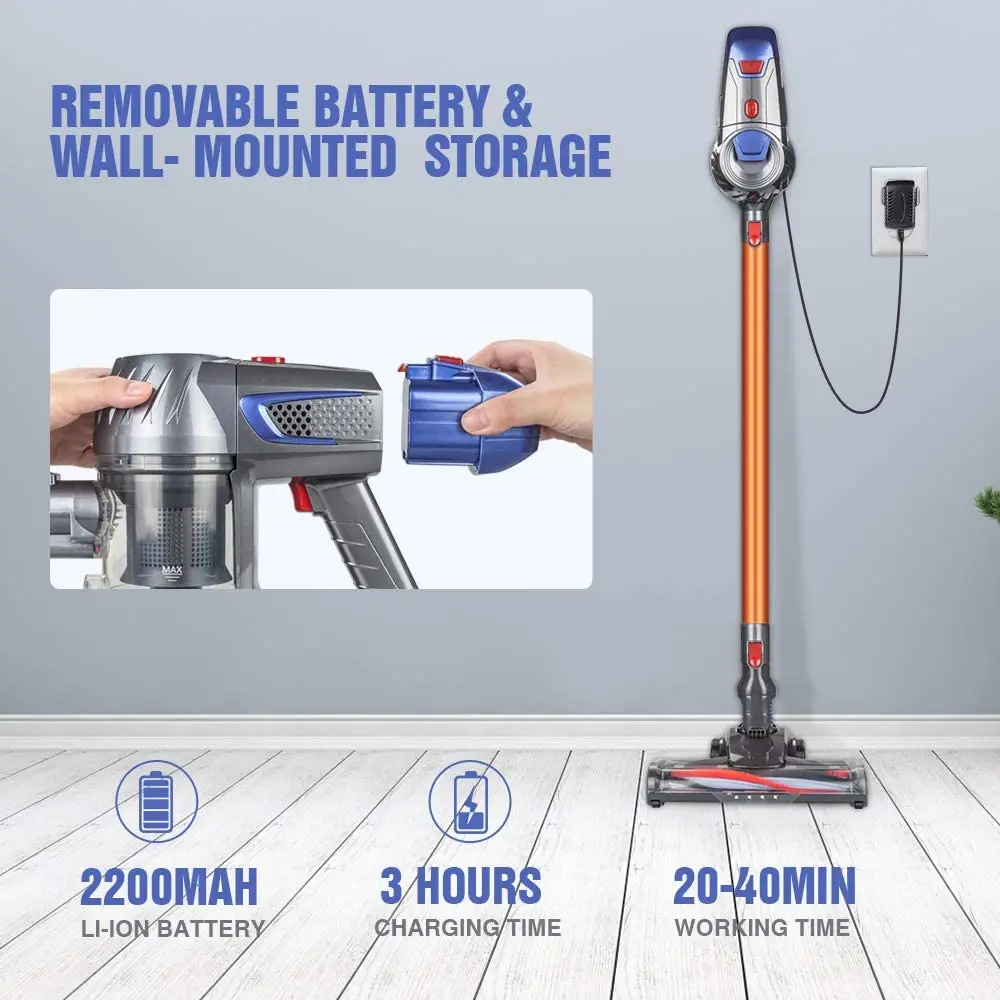 Powerful Suction Cordless Vacuum Cleaner Anti Hair, 4 in 1 Lightweight Handheld Upright Vacuum Cleaners