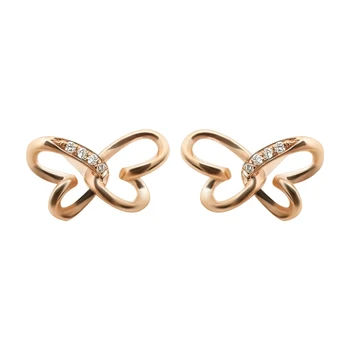 18K Real Gold Diamond Butterfly Earrings Studs Fashionable Earrings for Women 18K Genuine Gold Jewelry Wholesale