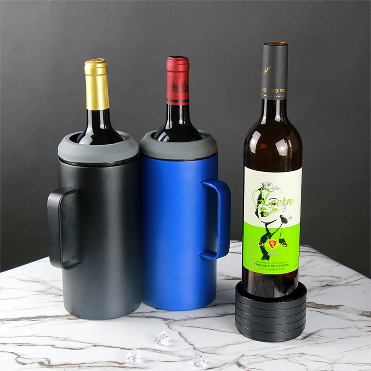 Stainless Steel Beer Wine Cooler Double Walled Vacuum Insulated Can Cooler Holder with Handle