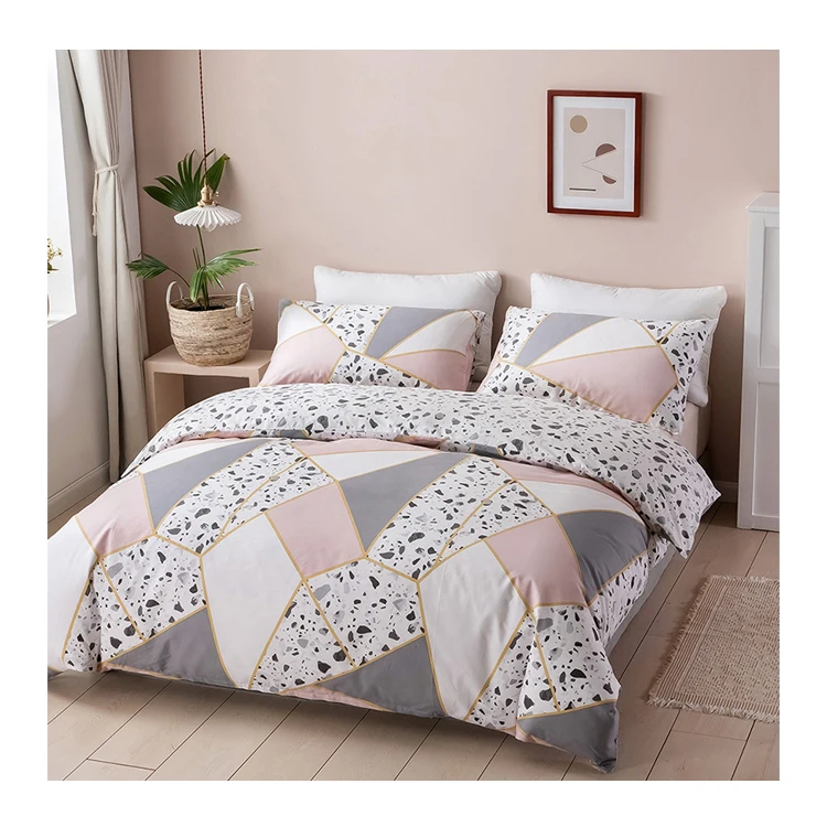 pink geometric duvet cover