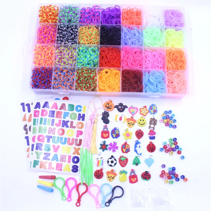 Loom Rubber Bands Bracelet Kit 28 Unique Bright Colour Bands Refill Kit for Girls & Boys