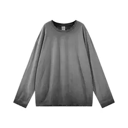 Hot Popular Unique Design Oem Custom Frayed washed batik High Quality Plain Cotton Men's Long Sleeve T Shirt