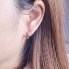 Earrings Silver 18k Plated Stainless Steel Round Earrings Small Hoop Women Men Blue Silver Earrings 2.5mm