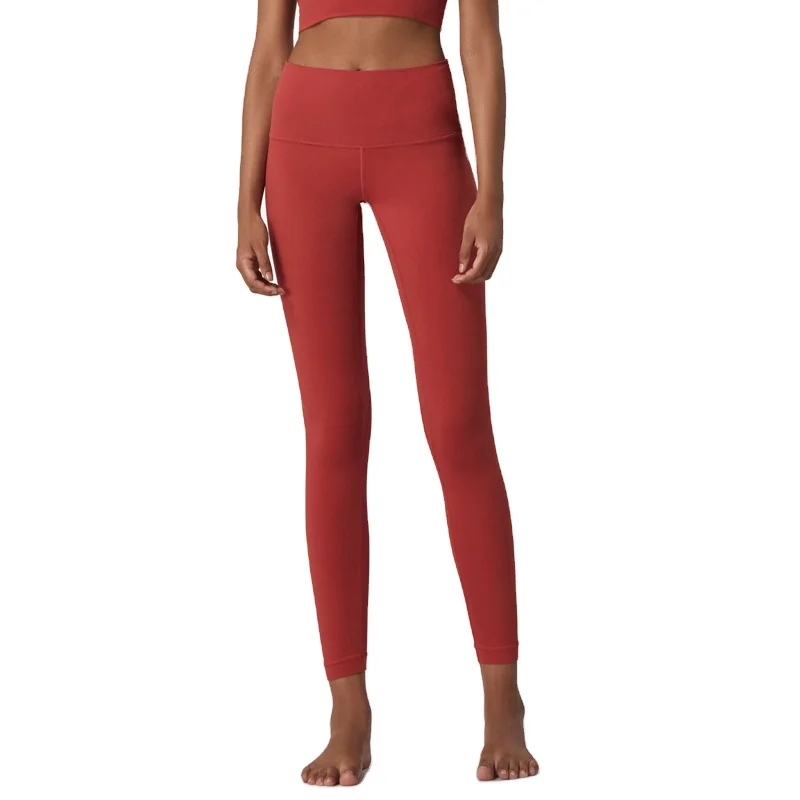 Women's Red Compression Leggings Gym 