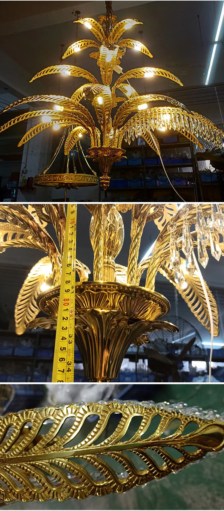 CPL-148 New Product Hotel Lobby Villa Restaurant Indoor Decoration Custom LED Retro Brass Crystal Chandelier manufacture