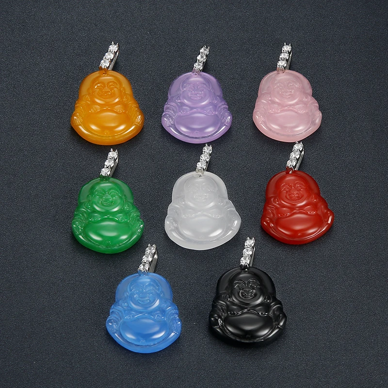 Red Jadeite Jade Buddha Necklace 