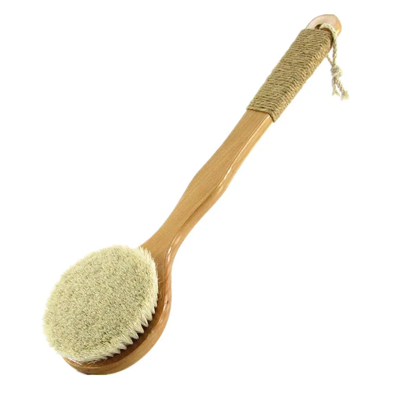 Natural Bristle Brus Back Scrubber Body Scrub Brush Remove Dead Skin Wooden Dry Massage Brushing